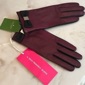 Kate Spade Leather Colorblock Bow Gloves NWT